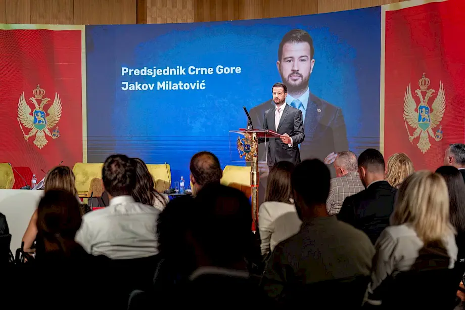 Milatović tokom uvodnog obraćanja. Foto: Kancelarija za odnose s javnošću Predsjednika Crne Gore