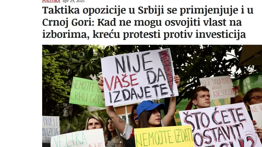 Portal Borba objavio tekst u kojem se kritikuju građanski protesti. Foto: Borba/screenshot